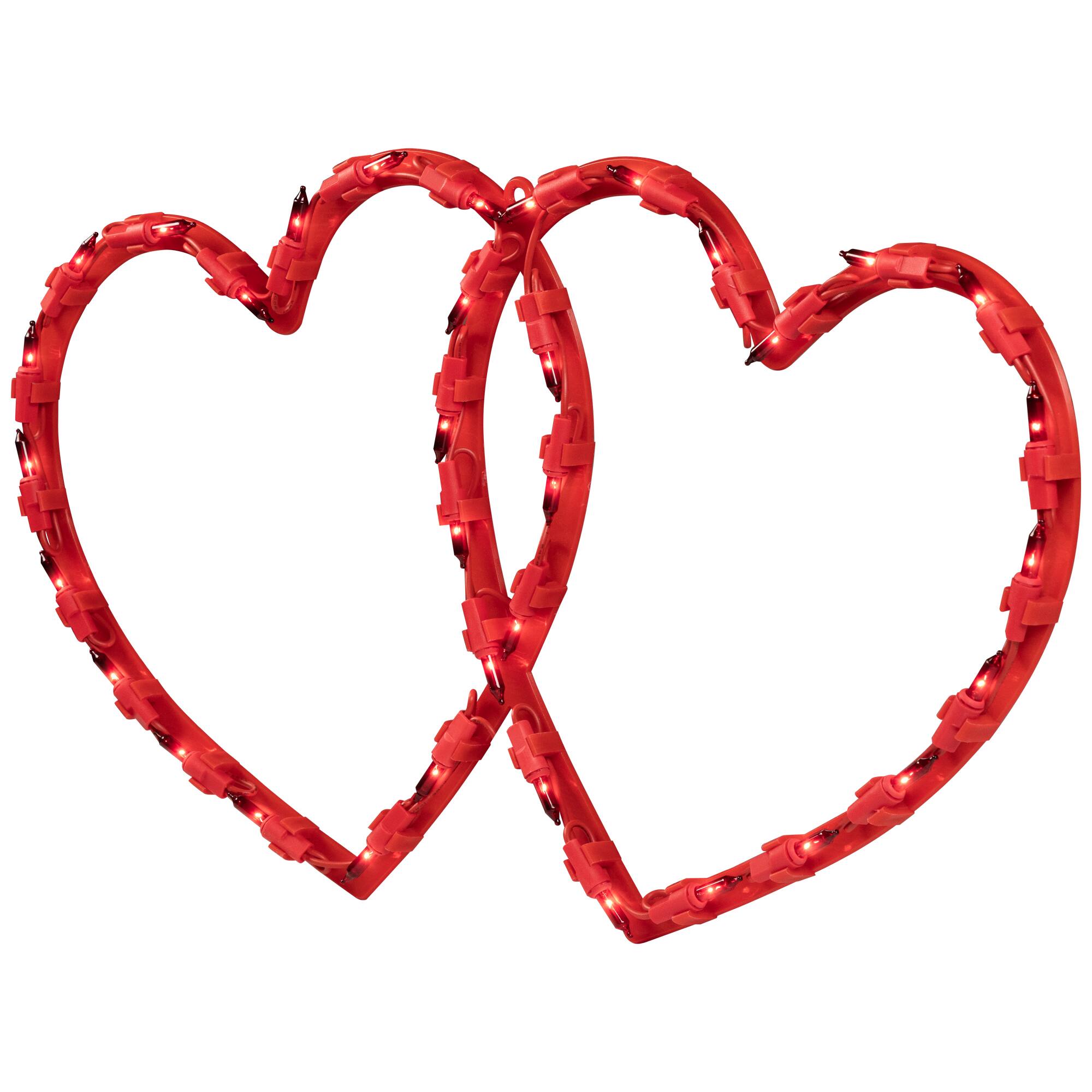 Alt View 4. Northlight - Lighted Double Heart Valentine's Day Window Silhouette - 17" - Red - Red.