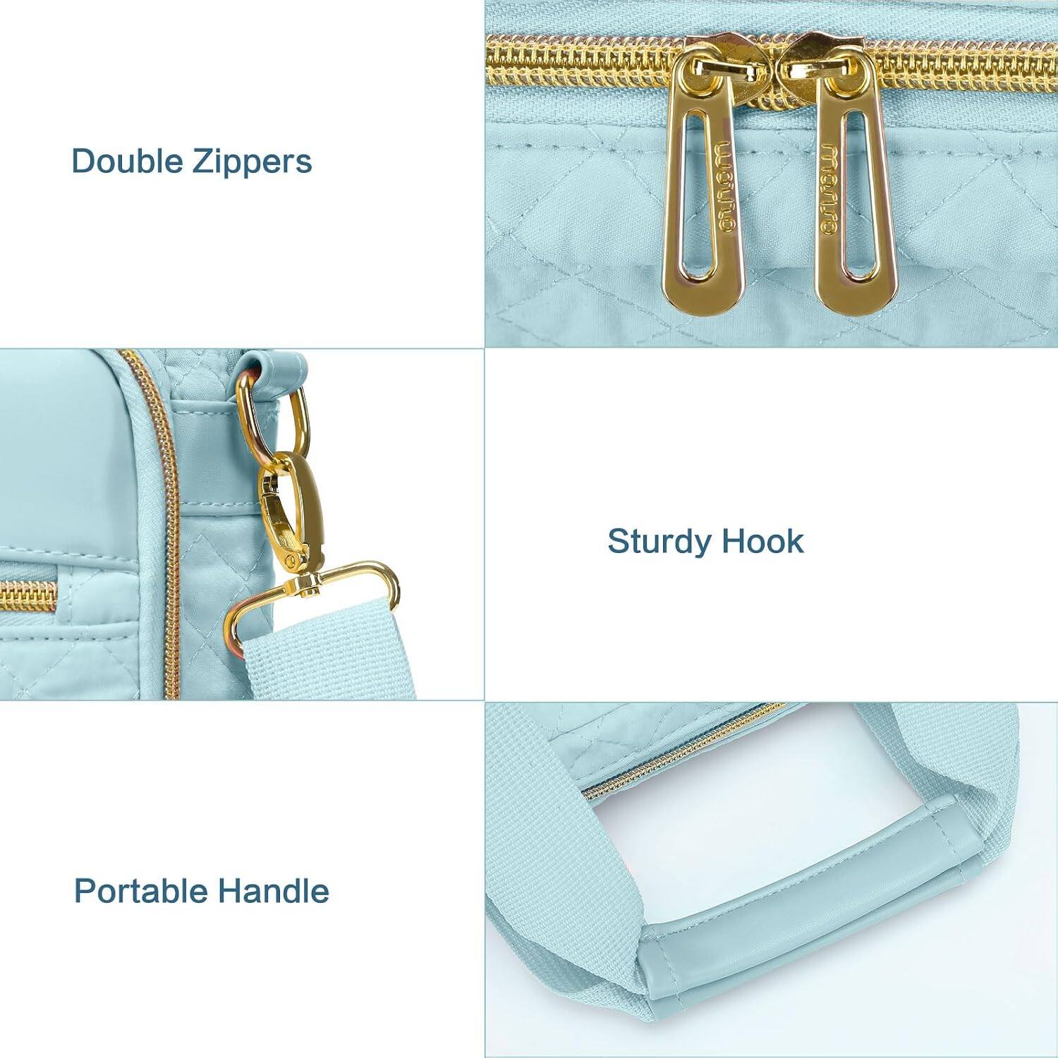 Double Zippers  
Sturdy Hook  
Portable Handle