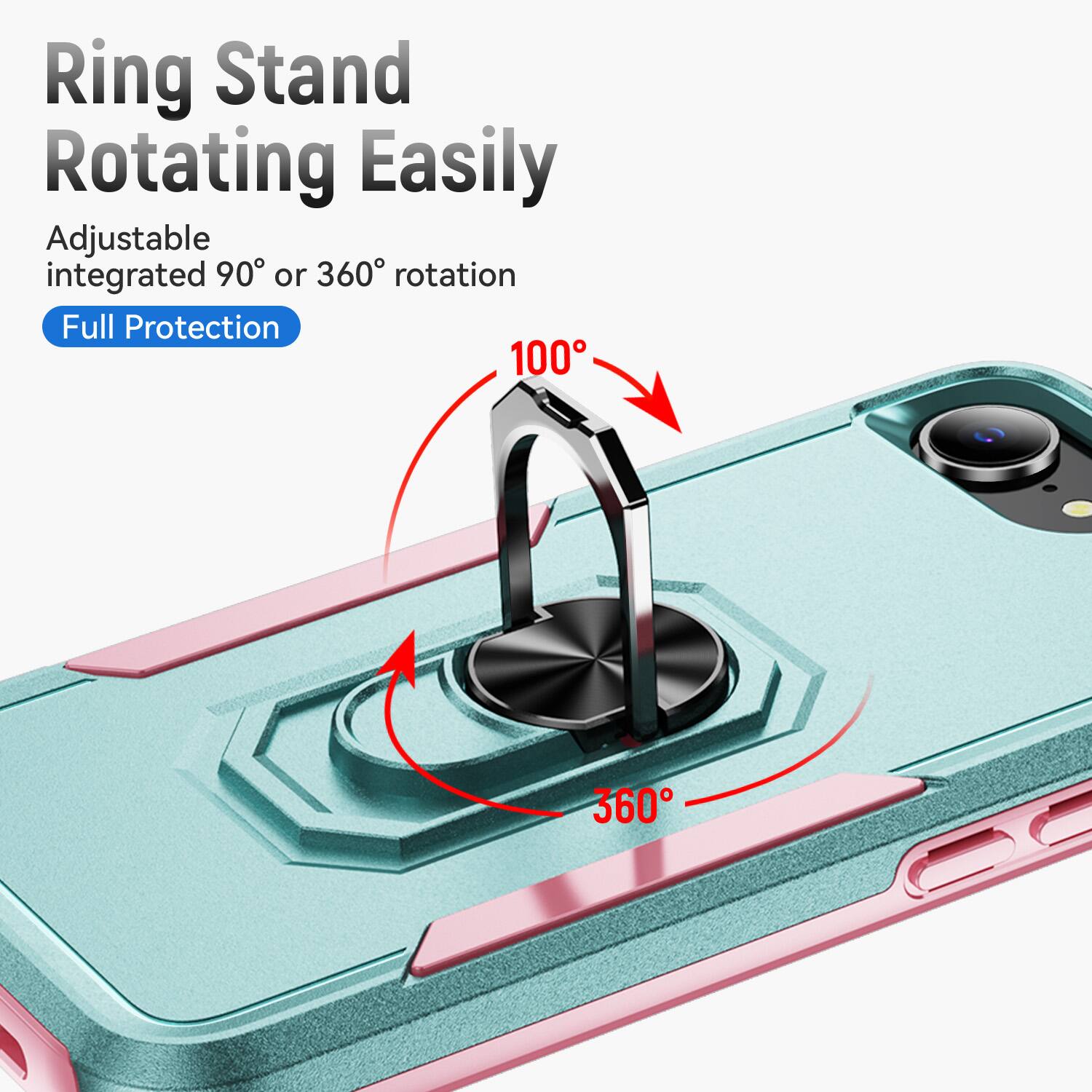 Ring Stand Rotating Easily  
Adjustable integrated 90° or 360° rotation  
Full Protection
