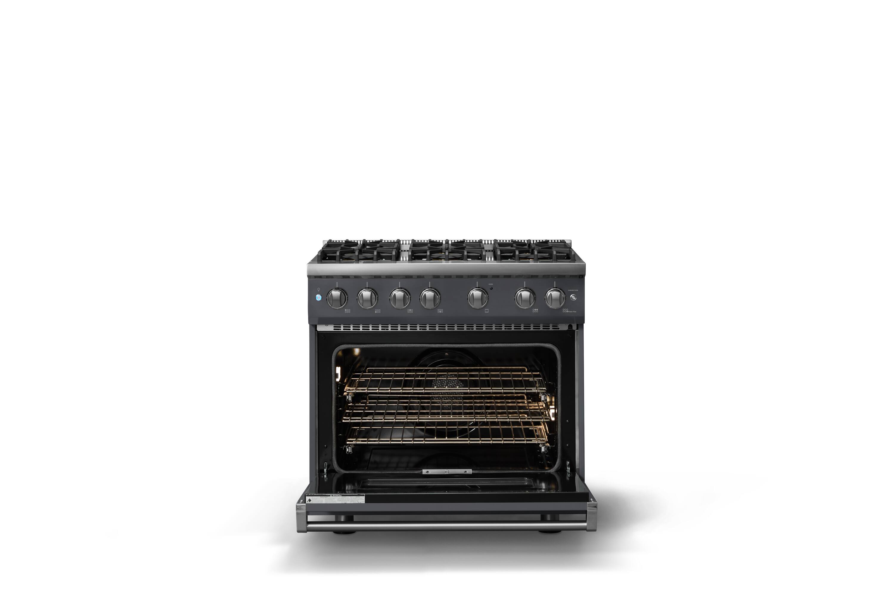 Alt View 2. Viking - Pro 5 Series 5.1 Cu. Ft. Freestanding Sealed 6 Burner Gas Convection Range - Cast Black - Cast Black.