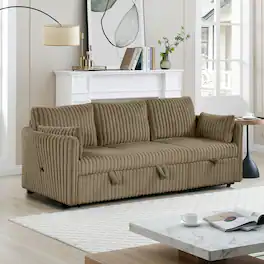 Parrot Uncle - Modern 3-Seater Sofa with USB Ports, Comfortable Sleeper Couch Includes 2 Pillows for Living Room Apartment - Dark khaki