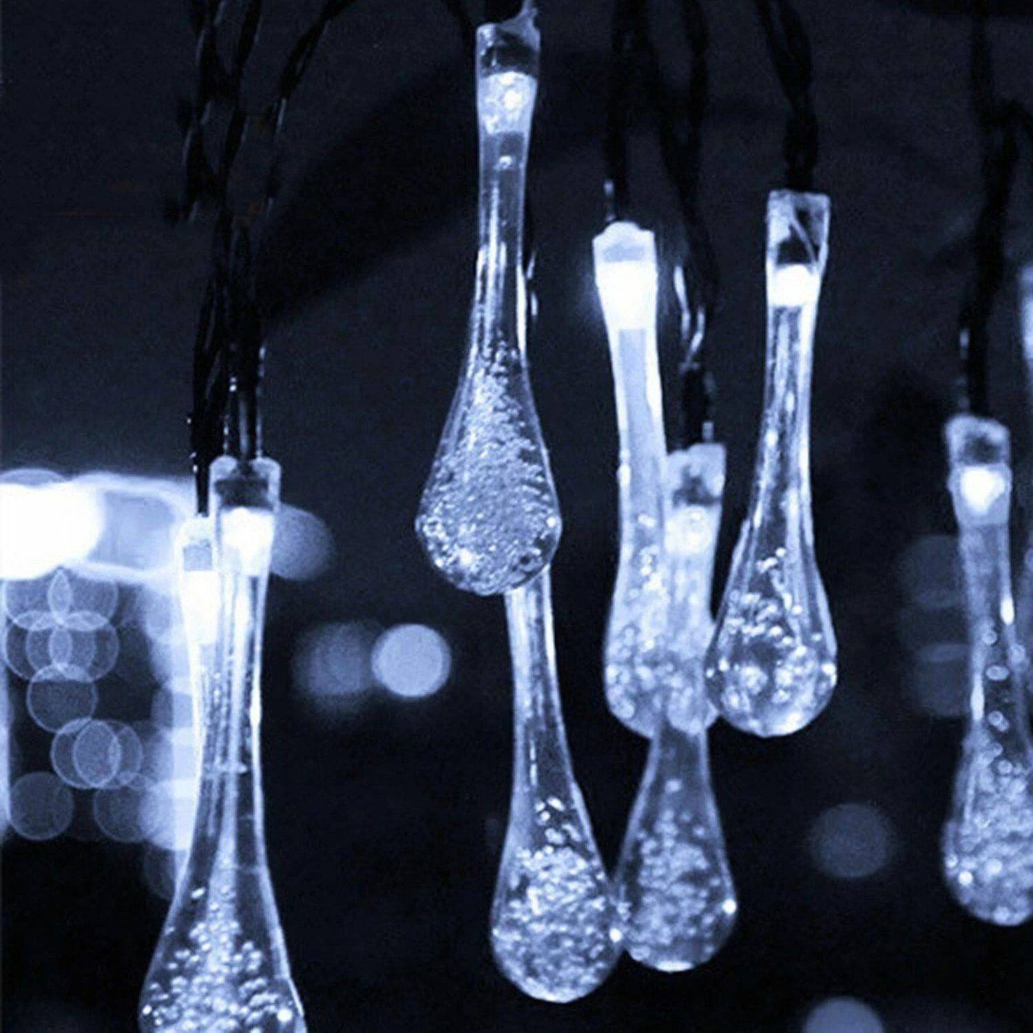 Back. Home Collection - Cold White Outdoor Solar Powered 30 LED String Lights – Waterproof Garden, Patio, Yard & Party Decoration Lamp.