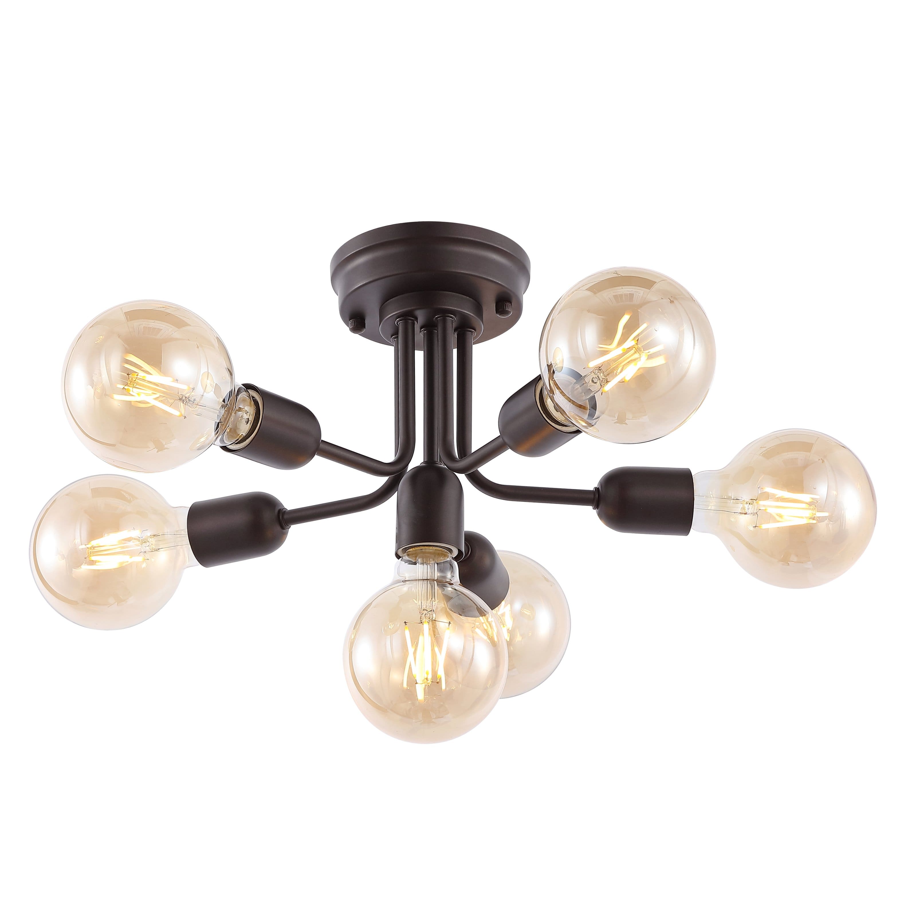 "Jonathan Y - Marcel 20"" 6-Light Globe Farmhouse Modern Iron Bistro LED Semi Flush Mount, Oil Rubbed Bronze - Oil-Rubbed Bronze" price history on PriceWatchPro