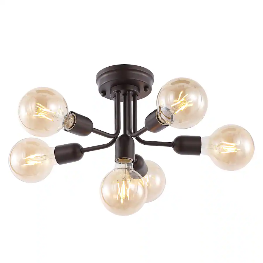 Jonathan Y Marcel 20" 6 Light Globe Farmhouse Modern Iron Bistro LED ...