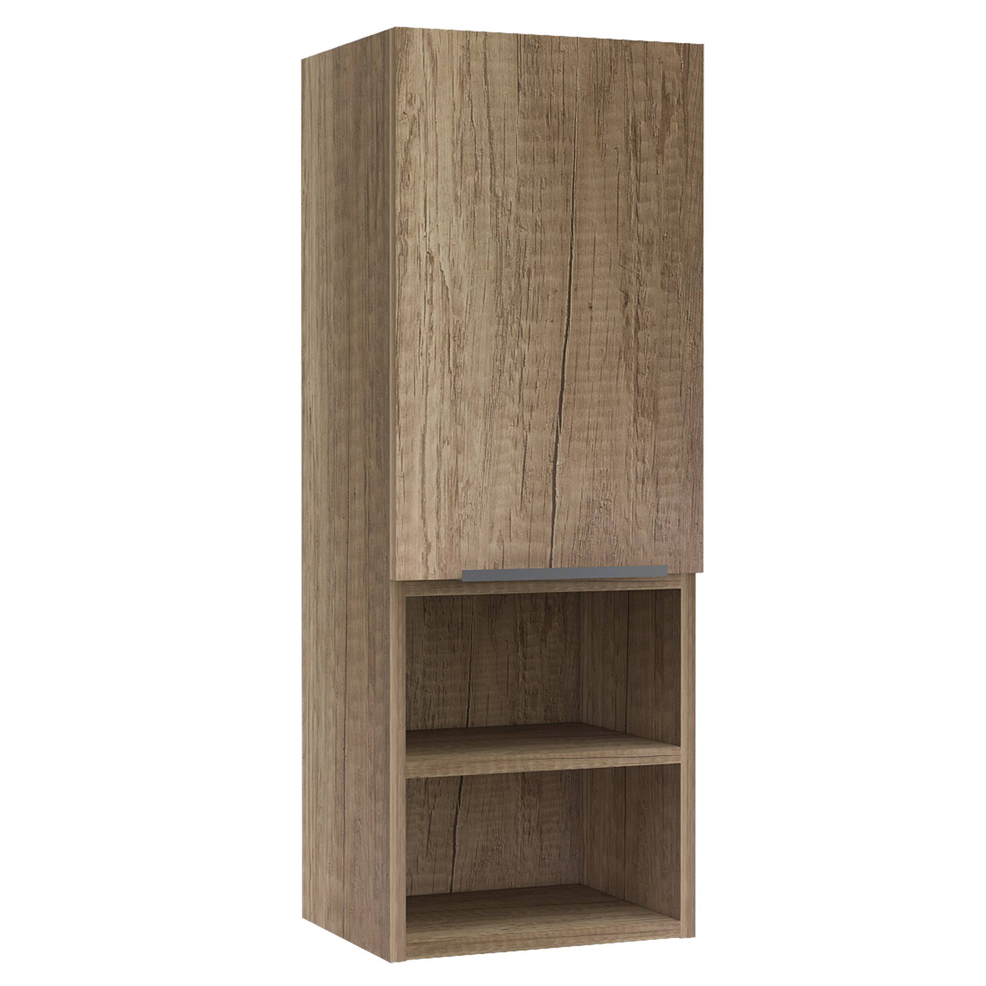 Back. TuHome - Mila Bathroom Cabinet, Two Interior Shelves, Two External Shelves, Single Door Cabinet - Pine.