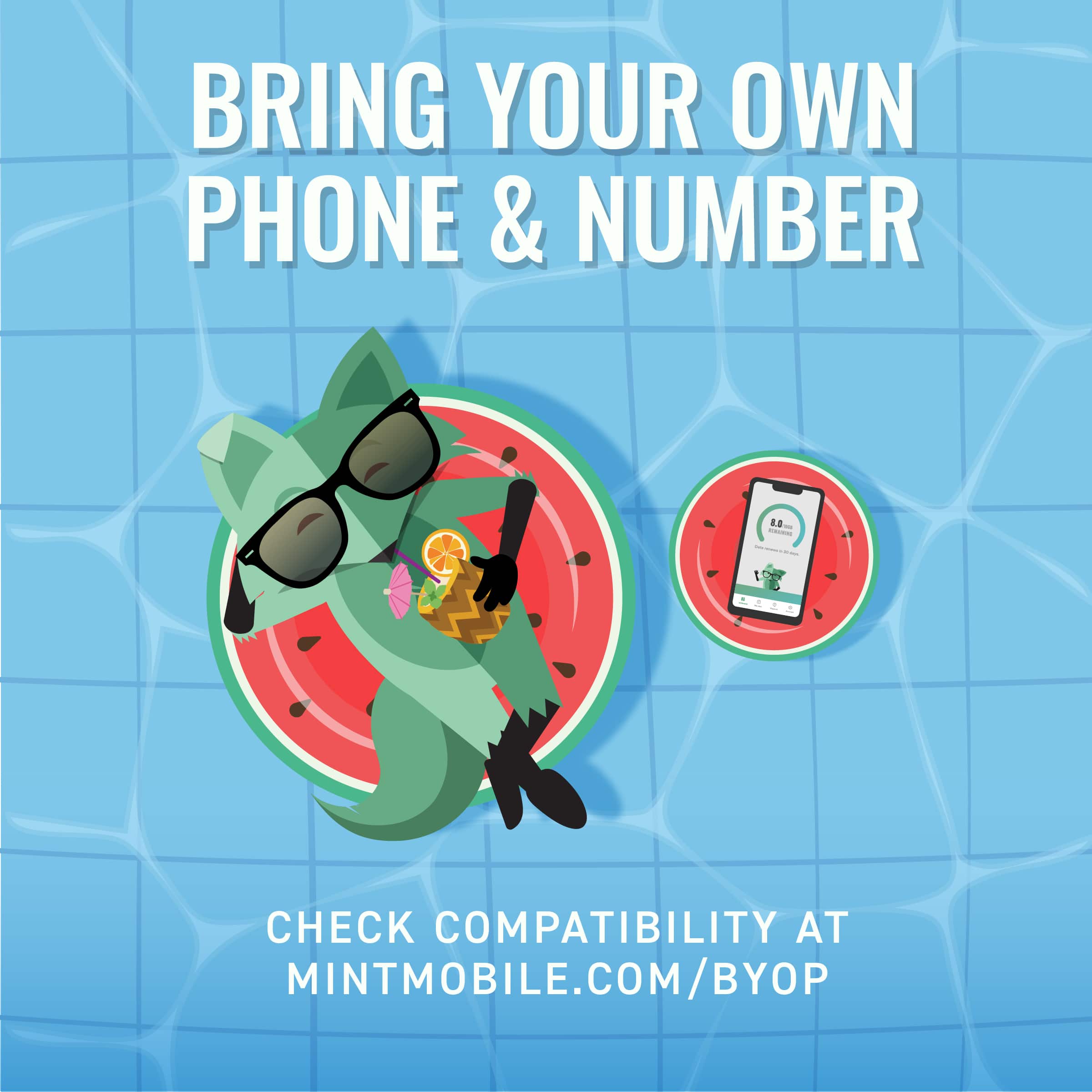 Bring Your Own Phone & Number - Check Compatibility at MintMobile.com/BYOP