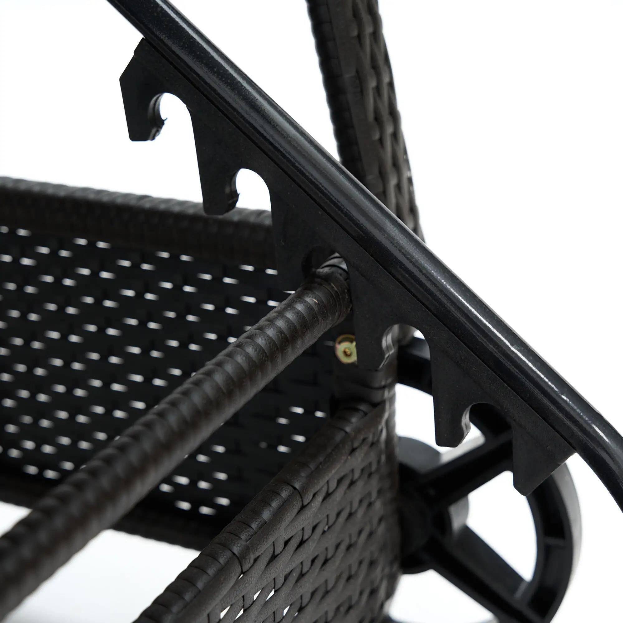 Alt View 1. Resenkos - Resenkos 2 Reclining Chaise Lounge Chairs, Outdoor Sectional Furniture, PE Rattan, White - Deep Coffee and Cream White.