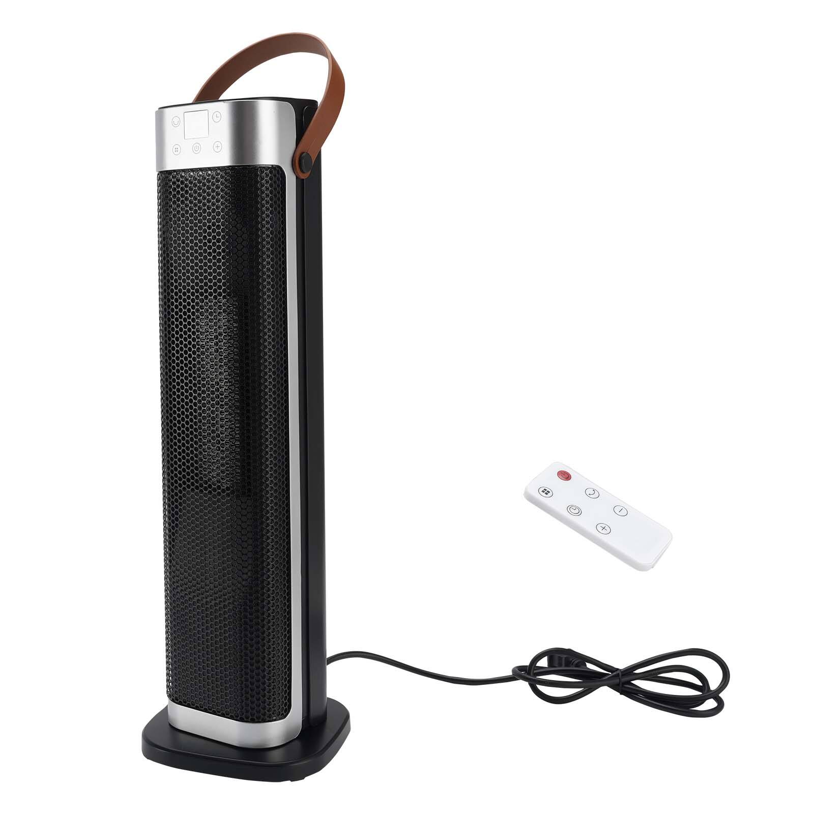 Angle. Topteng - 1500W Quiet Space Heater – Remote & Touch Control, 70° Oscillation, 12H Timer, Safety Auto-Off, Fit for Large Rooms - Black.