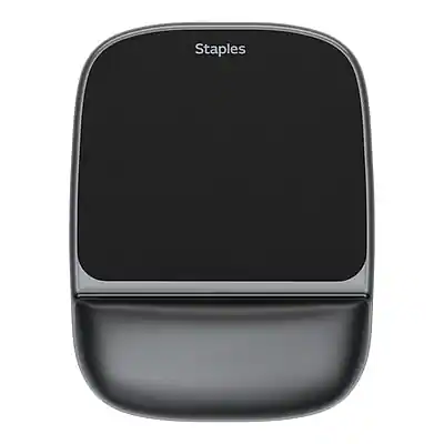 Front. Staples TECH - Staples TECH Gel Non-Skid Mouse Pad/Wrist Rest Combo, Black Crystal (53323) - Black.
