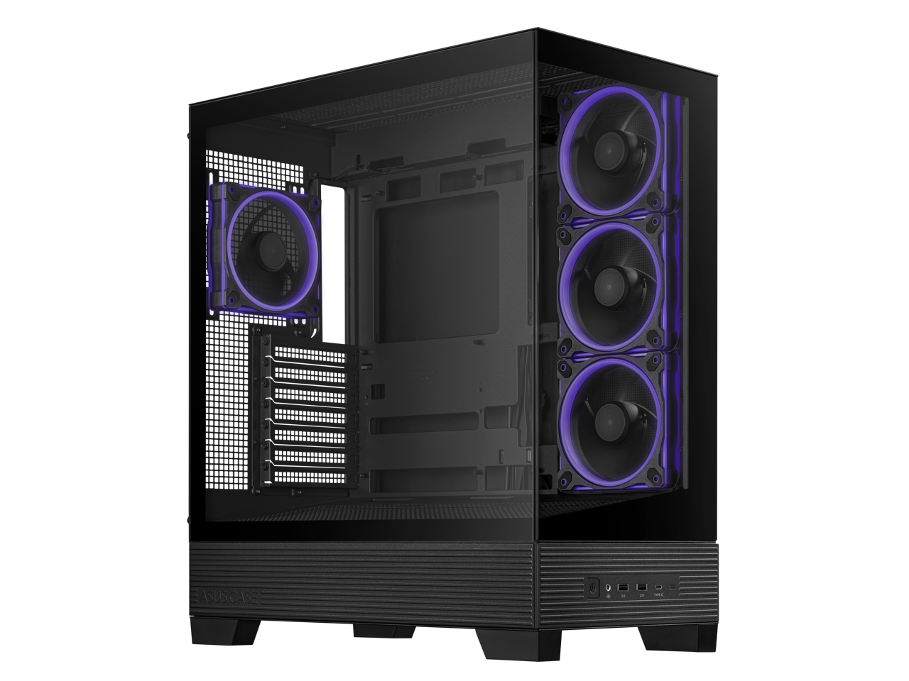 Alt View 1. ASUS - ASUS A31 PLUS ATX Case with panoramic glass, 360mm radiators, 380mm GPU, 4 ARGB fans, hidden BTF connectors - Black.
