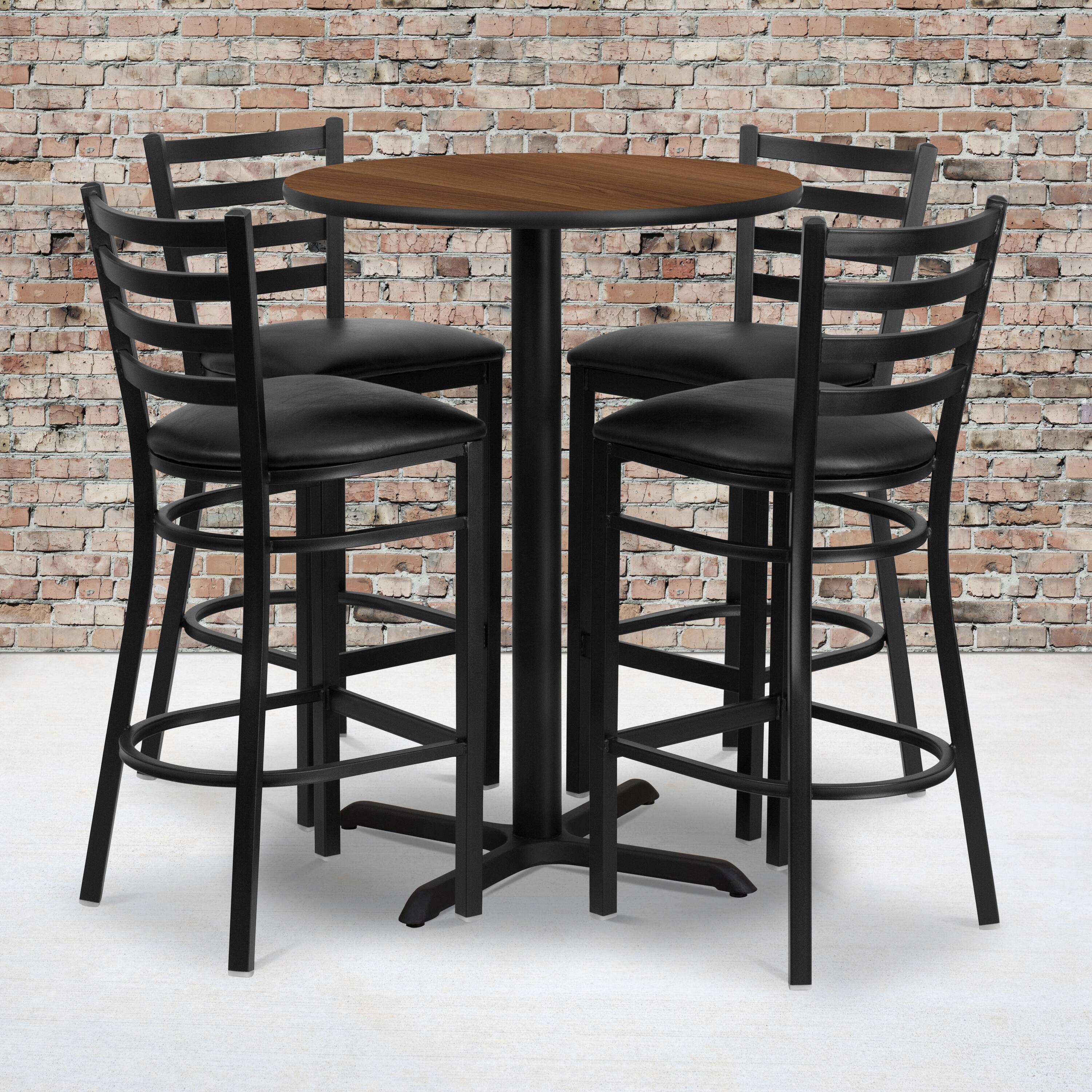 Flash Furniture Carlton 30'' Round Walnut Laminate Table Set with X ...