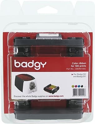 Badgy - Color Ribbon for 100/200 Printers, YMCKO, Yields Approximately 100 Prints - Black