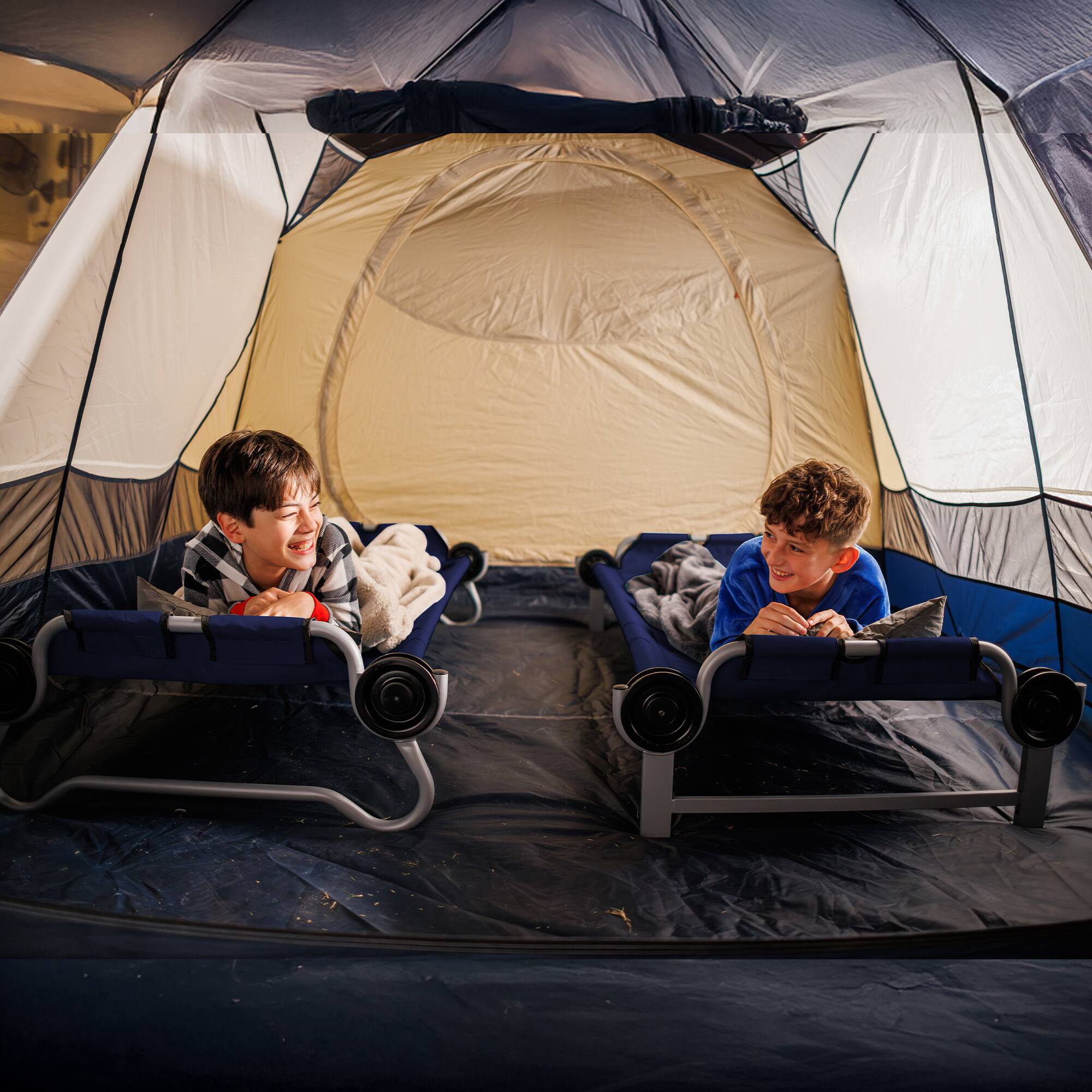 Alt View 7. Disc-O-Bed - Disc-O-Bed Youth Double Cot Kid-O-Bunk w/ 200 Pound Capacity & Carry Bags, Navy - Navy.