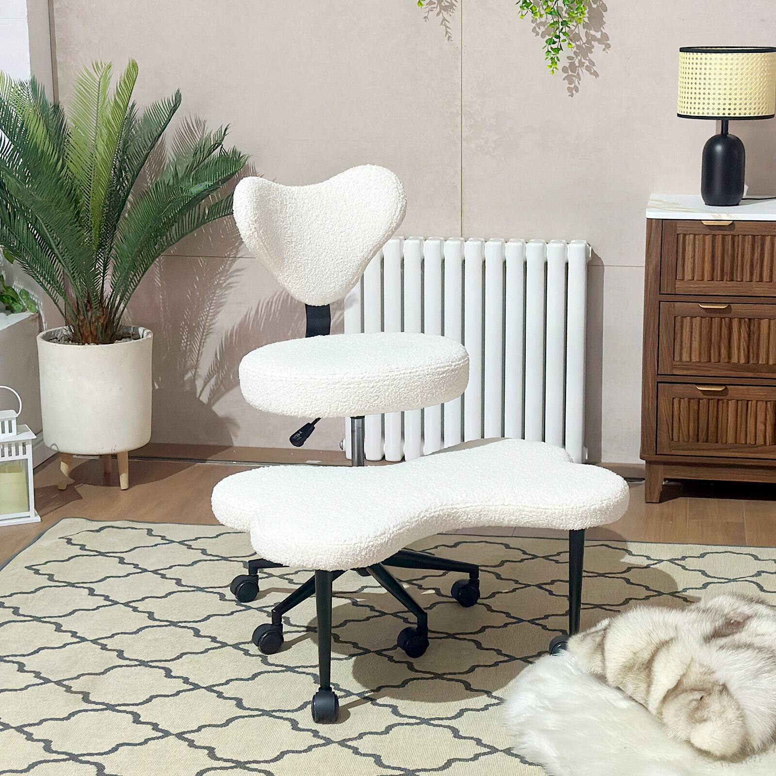 Alt View 6. Pinmoco - Pinmoco - Office Chair Ergonomic Cross-Legged Desk Chair with Height Adjustable Wheels Meditation Chair - Off-White.