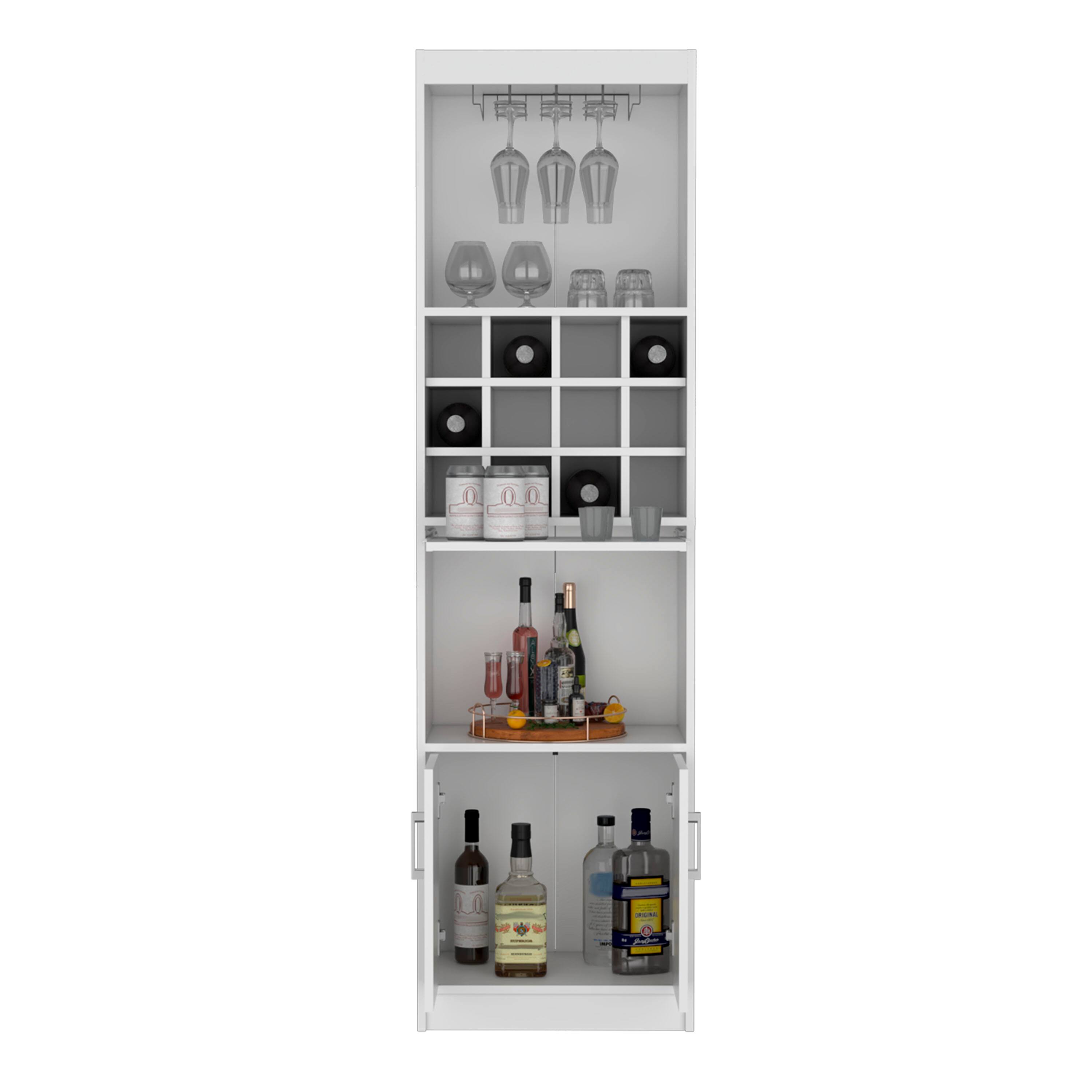 Alt View 4. TuHome - Kevil 71-Inch Tall Bar Cabinet 5-Tier Modern Bar Cabinet With Glass Holder Stemware Rack, Wine Cabinet, Liquor Cabinet. - White.