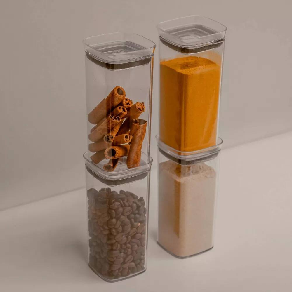 Alt View 6. OU - OU Airtight Food Storage Container 8pc (set of 4) Stackable Plastic Container with Leak Proof Lid - Clear.