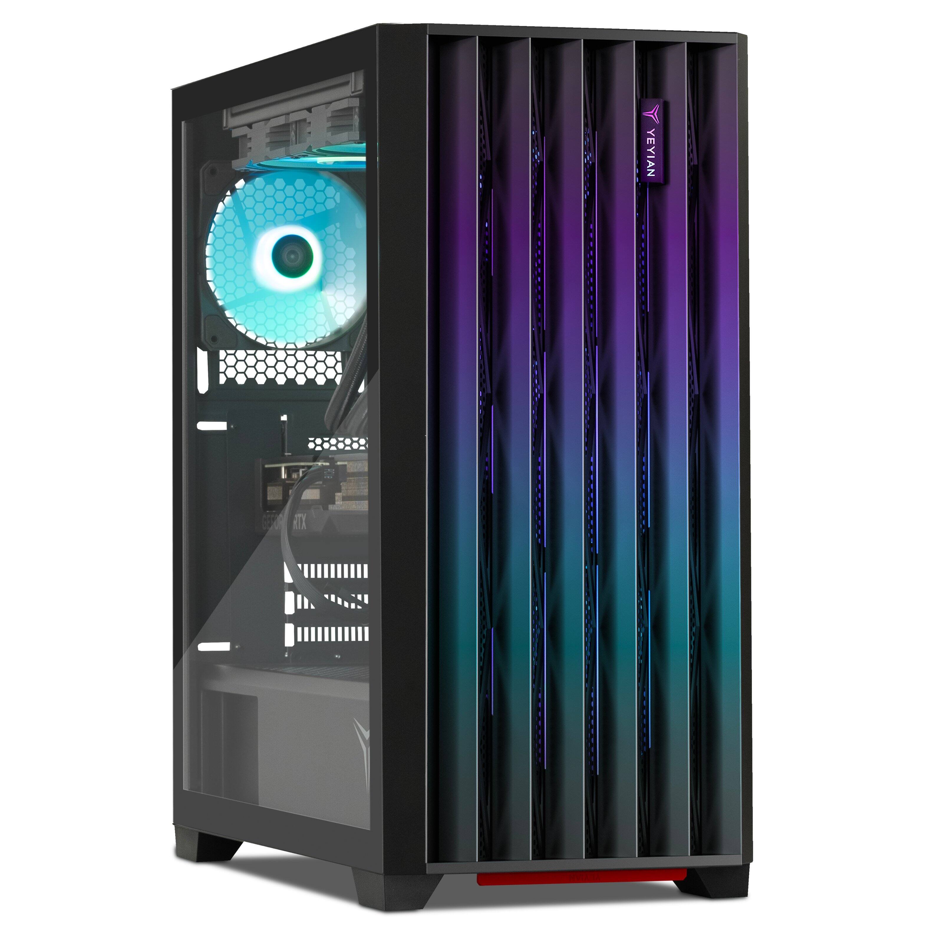 Angle. YEYIAN - Yeyian - Phoenix Glass Gaming Desktop  - Intel Core i9-14900KF - NVIDIA Geforce RTX 5070 - 32GB DDR5 - 2TB NVMe SSD - Black.
