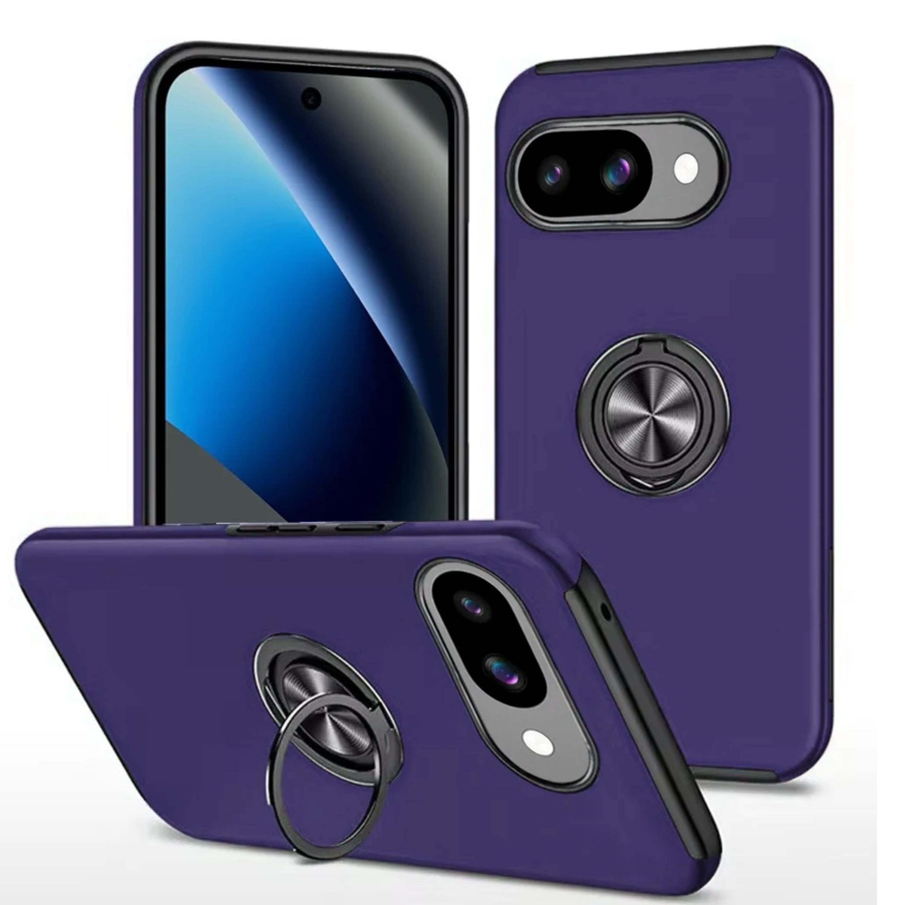 Kitcheniva - Rubber Dual Layer Phone Case Magnetic Ring Stand With Tempered Glass For Google Pixel 10a - Dark Purple price history on PriceWatchPro