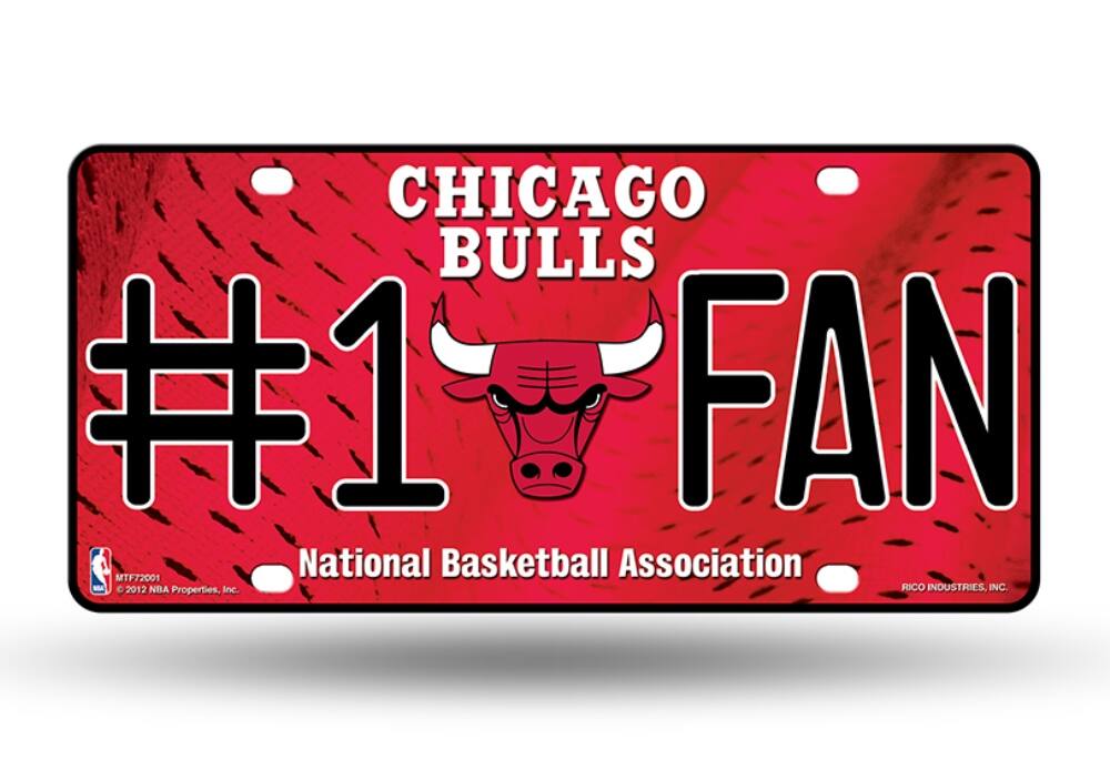 Chicago Bulls #1 Fan Metal License Plate Tag - Number One! Let's Go!!