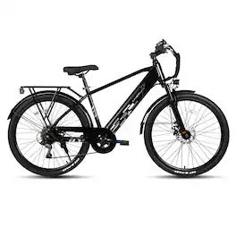 HILAND - 26" Electric Bike for Men Women, 500W Electric Mountain Bike,36V 10.4AH Removable Battery, 20MPH - Black