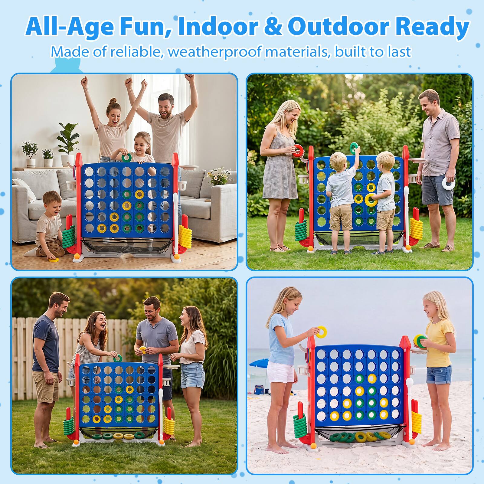 All-Age Fun, Indoor & Outdoor Ready  
Made of reliable, weatherproof materials, built to last