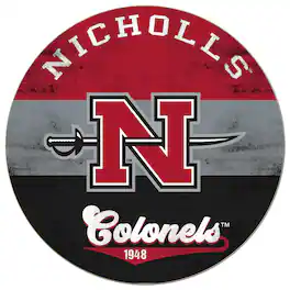 Jardine - Nicholls State Colonels 20'' x 20'' Retro Logo Circle Sign - Red