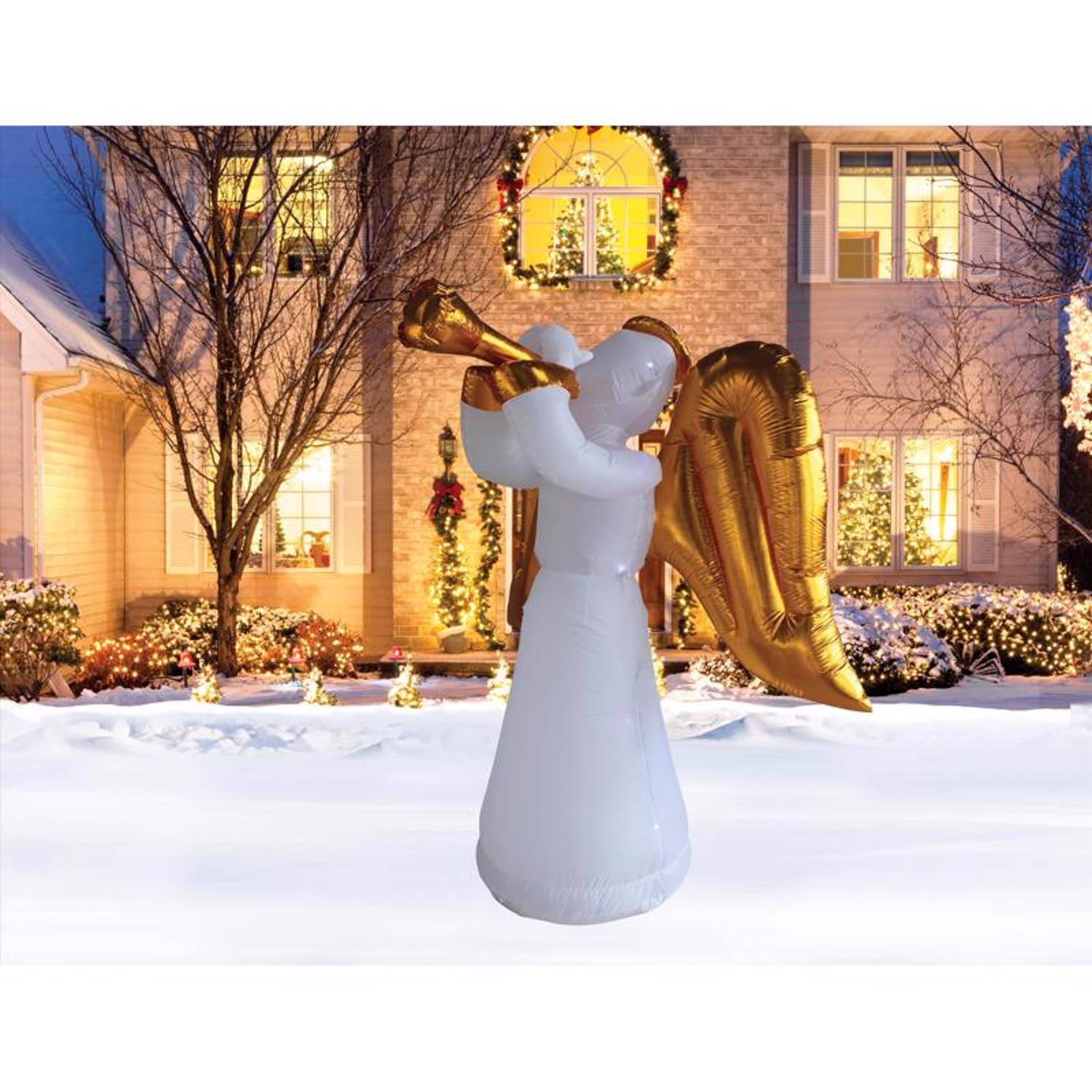 Left. A Holiday Company - A Holiday Company LED Angel with Gold 6 ft. Inflatable - Gold|White.