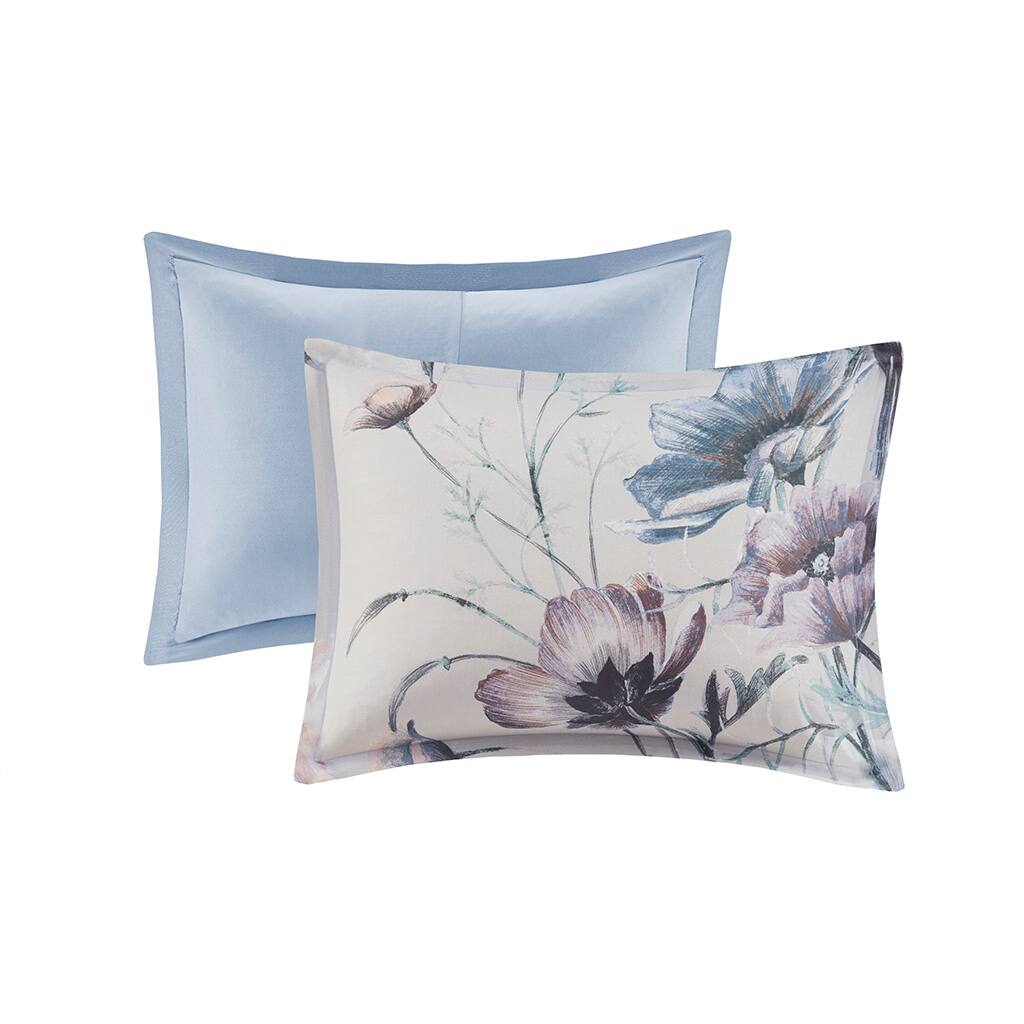 Alt View 4. Gracie Mills - Gracie Mills Kyrie 3-Piece Cotton Printed Duvet Cover Set - Blue.