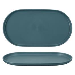 Unique Bargains - 2pcs Fast Food Serving Trays, 12x6.6" Oval Reusable Restaurant Tray for Kitchen Coffee Fruit Burger Lunch - Dark Blue