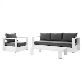 Modway - Tahoe 3-Piece Outdoor Patio - Powder-Coated Aluminum Set - White Charcoal