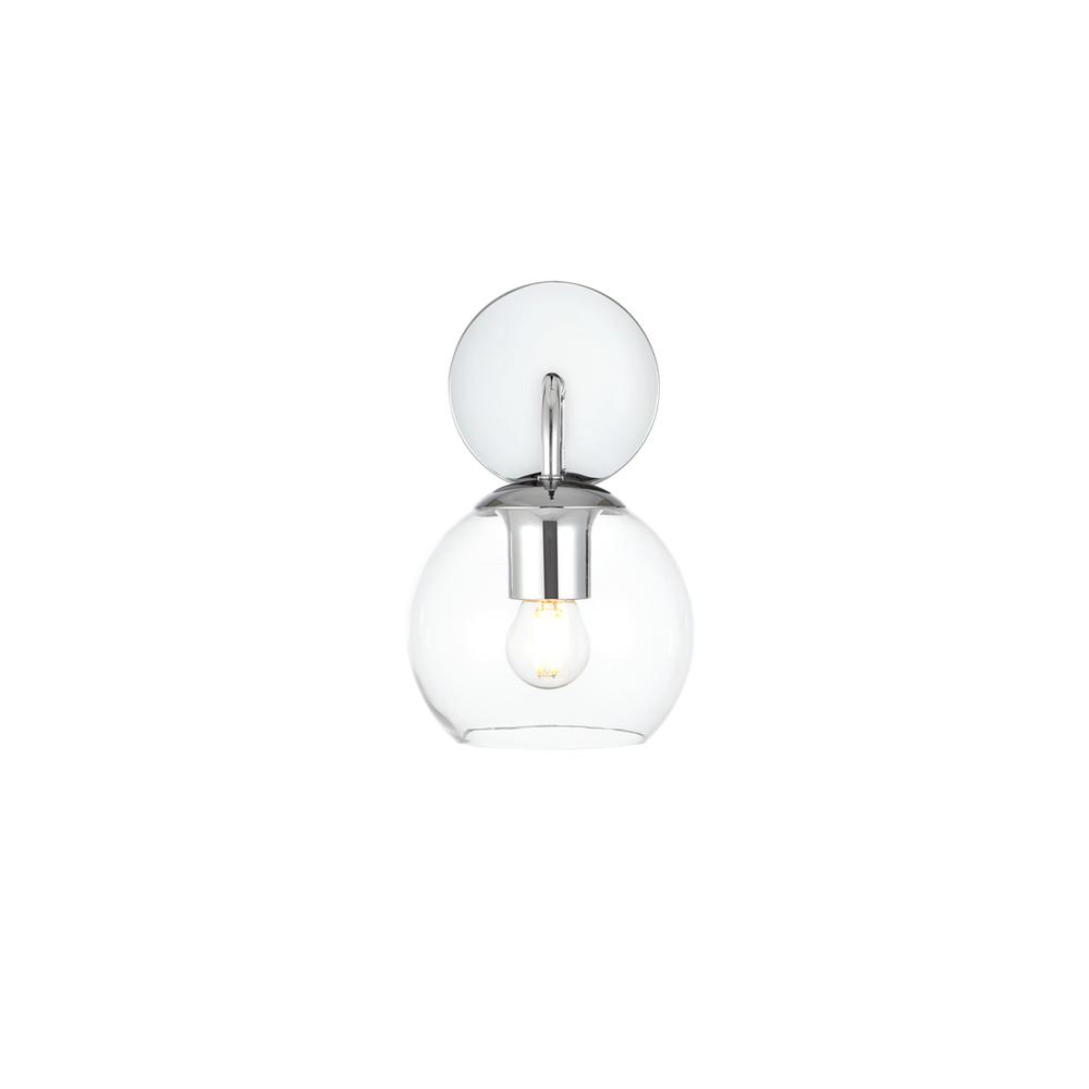 Alt View 2. Living District - Genesis 1 light Chrome and Clear Bath Sconce - Chrome And Clear.