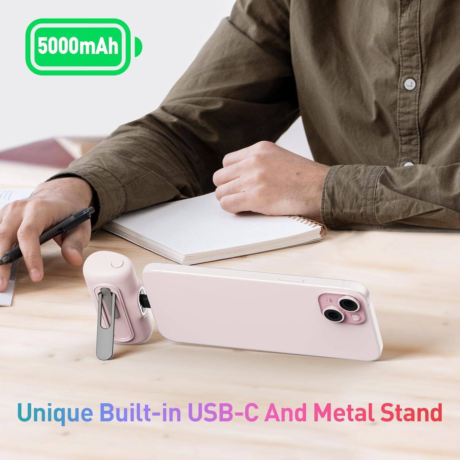 5000mAh

Unique Built-in USB-C And Metal Stand