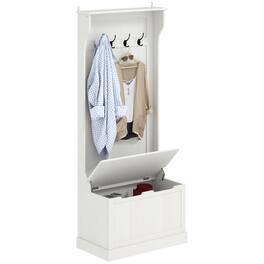 Homcom - Hall Tree with Coat Rack, Storage, and Sitting Bench - Cream White