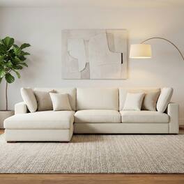 Simpli Home - Charlie Left-Facing Sectional in Tightly Woven Performance Fabric - Cream