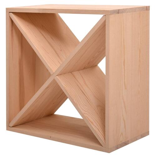 Front. SlickBlue - Stackable 24 Bottle Wine Rack in Solid Wood, Modular Storage - Natural.