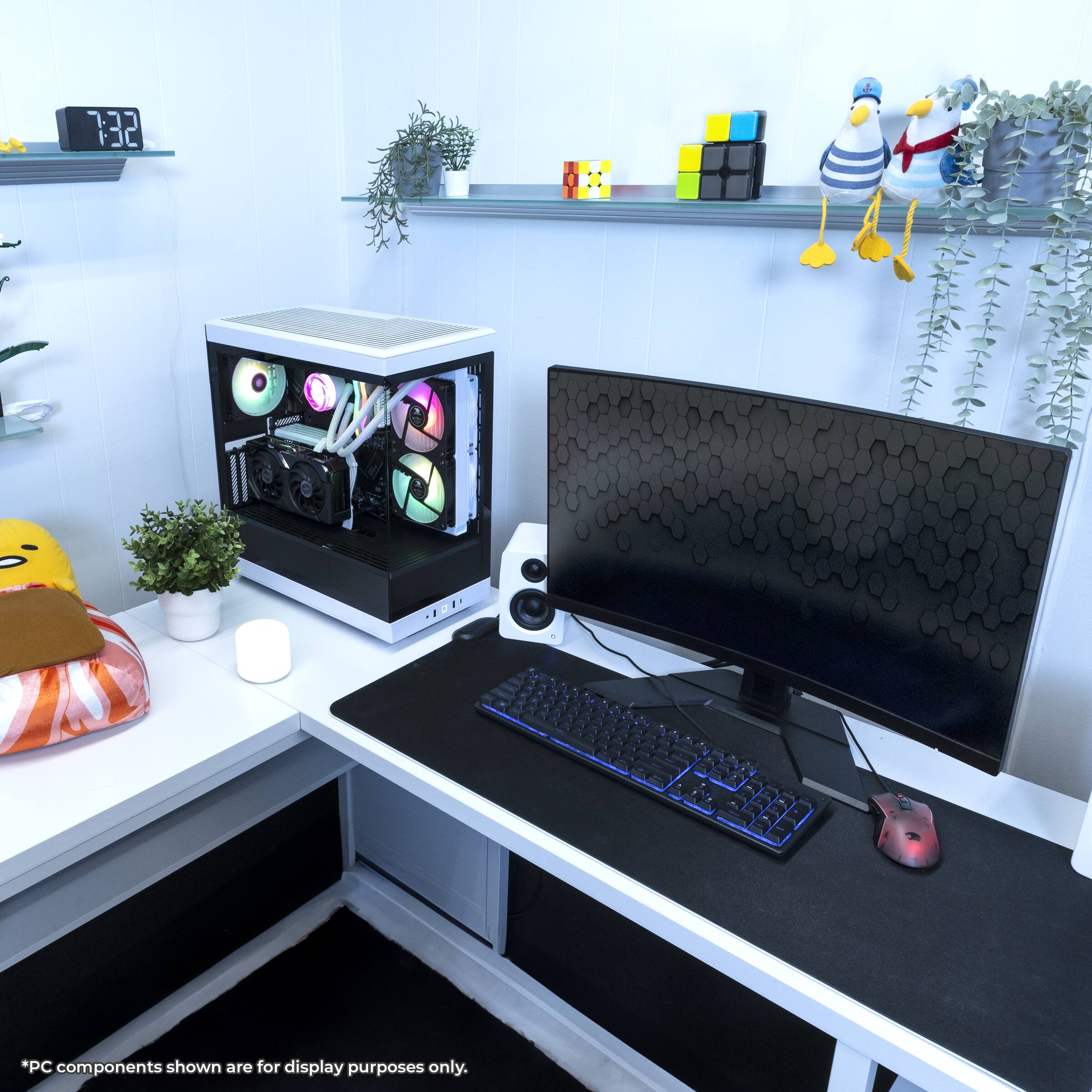 The text on the image reads: "PC components shown are for display purposes only."