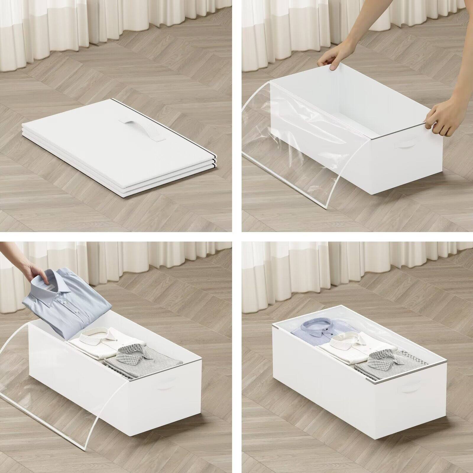 Left. Tooloton - 2-Pack White Under-Bed Storage Containers, 10-Inch Height Organizer Bins with Lids - White.