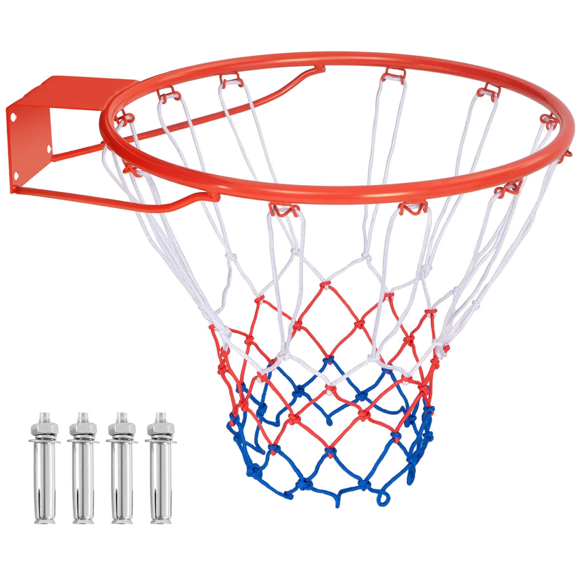 Costway - 18" Basketball Rim Wall Door Mounted Basketball Hoop with All Weather Net - Orange
