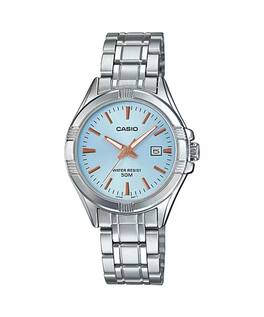Casio - Women’s Blue Dial Stainless Steel Bracelet Watch - LTP-1308D-2AV - Silver