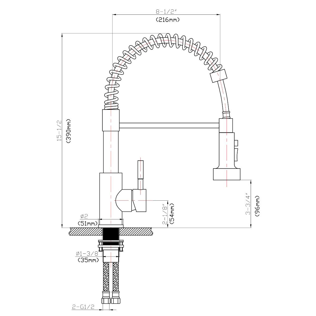 8-1/2" (216mm)  
15-1/2" (390mm)  
Ø2 (51mm)  
Ø1-3/8 (35mm)  
2-1/8" (54mm)  
3-3/4" (96mm)  
2-G1/2