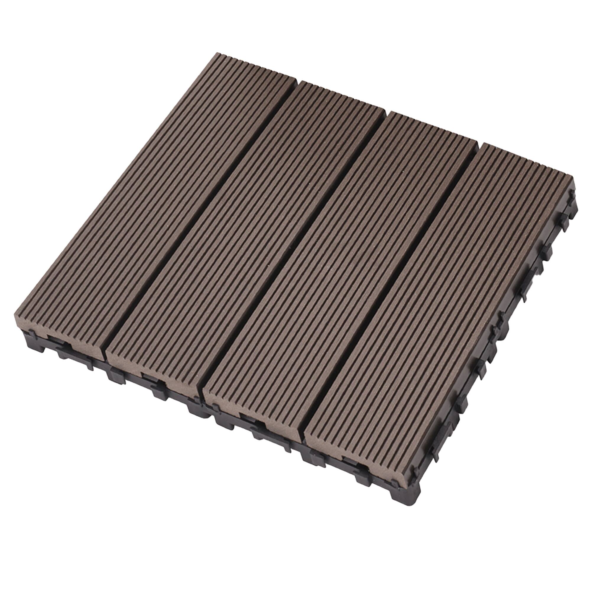 Alt View 3. Mondawe - 11"x11" Square Patio Interlocking Deck Tiles(Pack of 9) - Coffee.