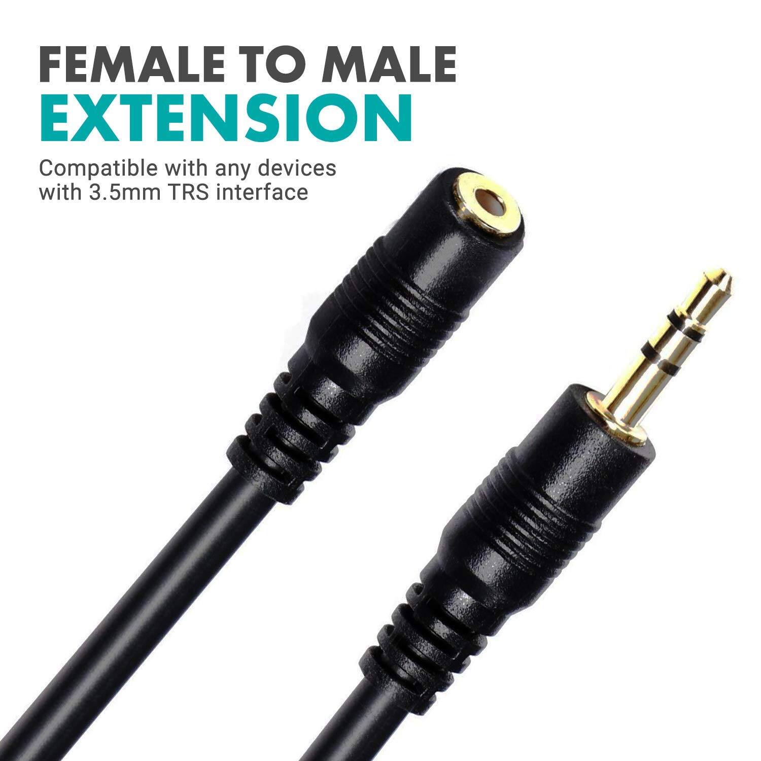 FEMALE TO MALE EXTENSION  
Compatible with any devices with 3.5mm TRS interface