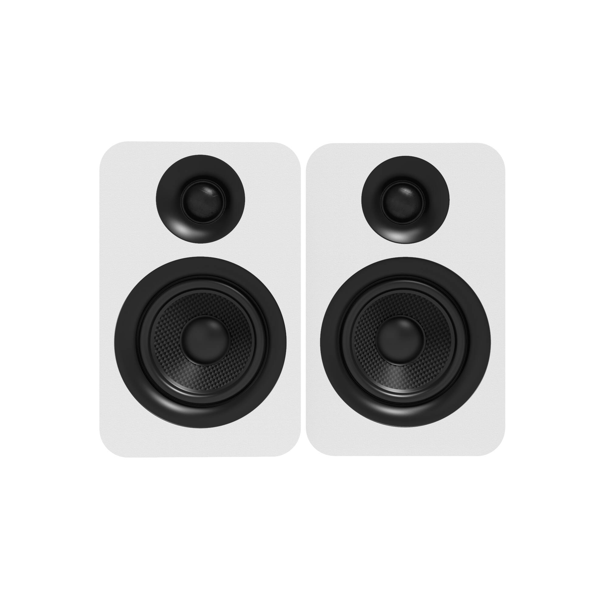 Left. Kanto - Kanto YUP4 Passive Bookshelf Speakers with 1" Silk Dome Tweeter & 4" Kevlar Woofer - Pair - White.