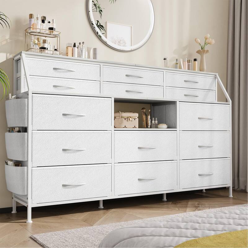 Acekool - Dresser for Bedroom with 14 Drawers - White