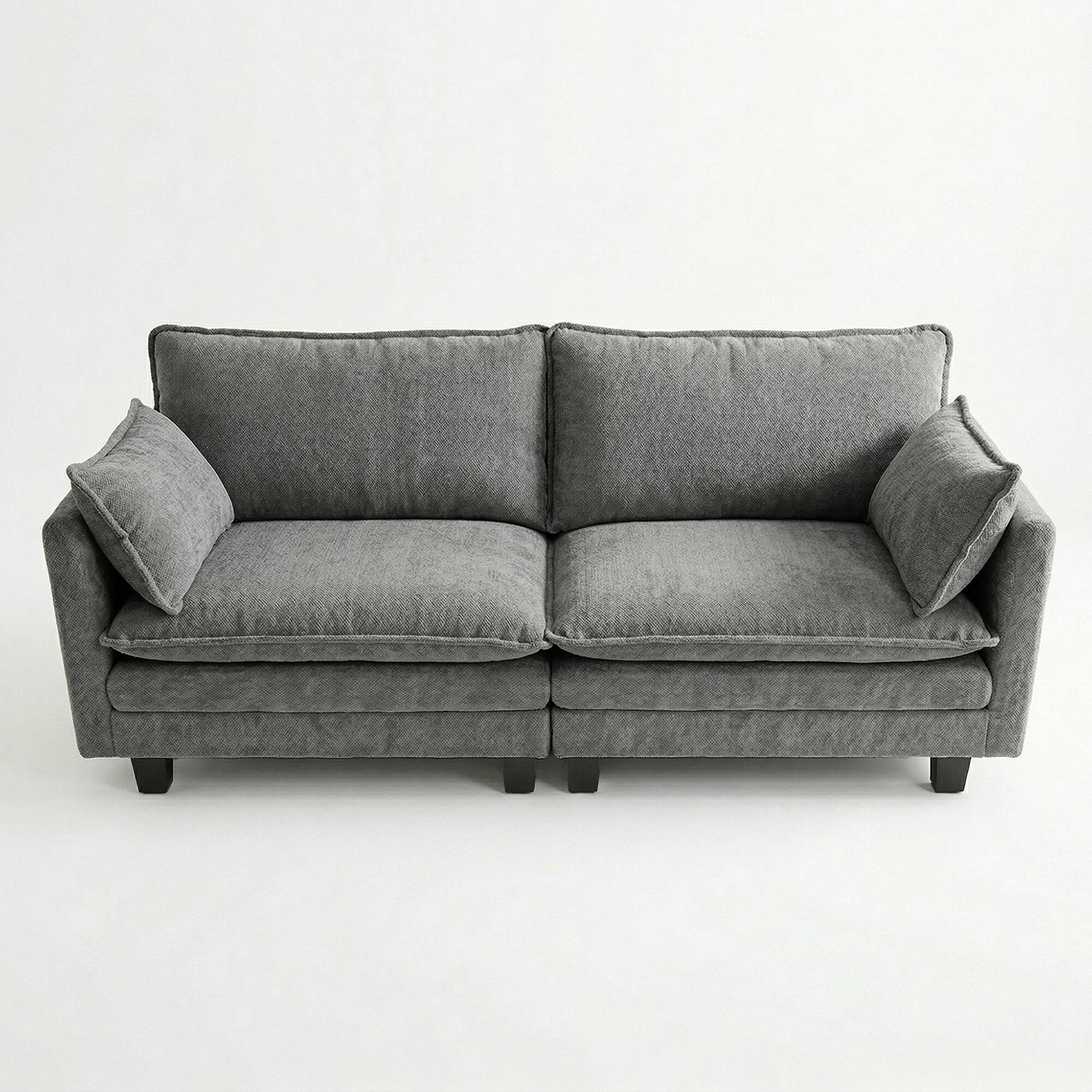 Left. Anysun - Modern Chenille Loveseat Sofa – 2-Seat Compact Couch with Dual USB Charging Ports and Side Pockets - Dark Grey.