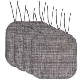 Sweet Home Collection - Aria Memory Foam Non-Slip 16" x 16" Chair Cushion Pad with Ties, 4-Pack - Gray