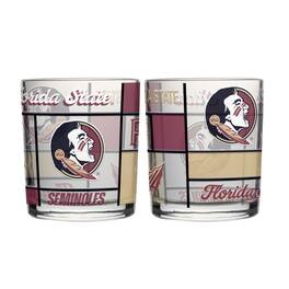 Logo Brands - Florida State Seminoles 12oz. Quilted Stained Two-Pack Rocks Glass Set - Multicolor
