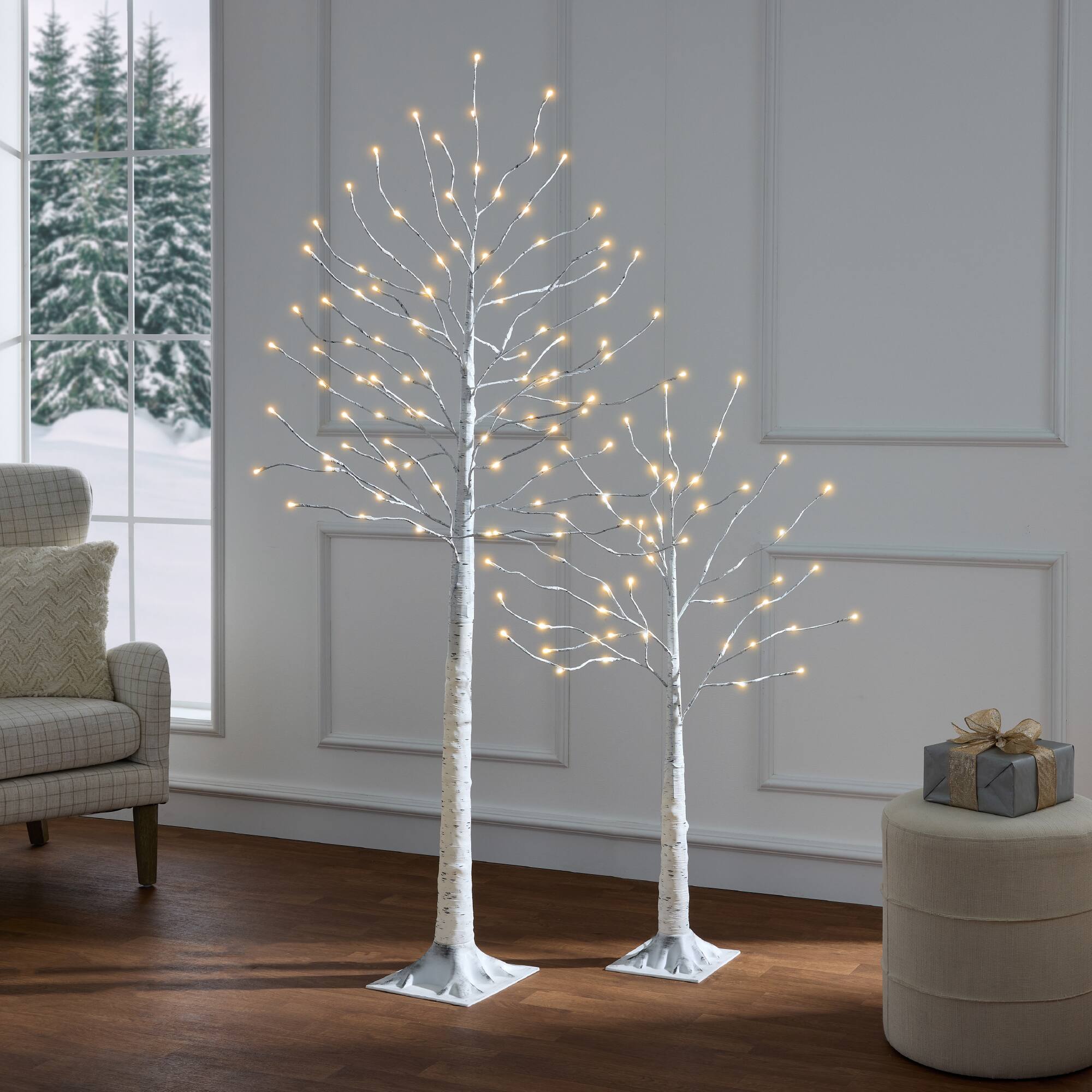 Alt View 2. Best Choice Products - Best Choice Products Set of 3 Lighted Twig Birch Trees, 4ft, 6ft, 8ft w/ 300 LEDs, Warm White, Multicolor Lights - White - White.
