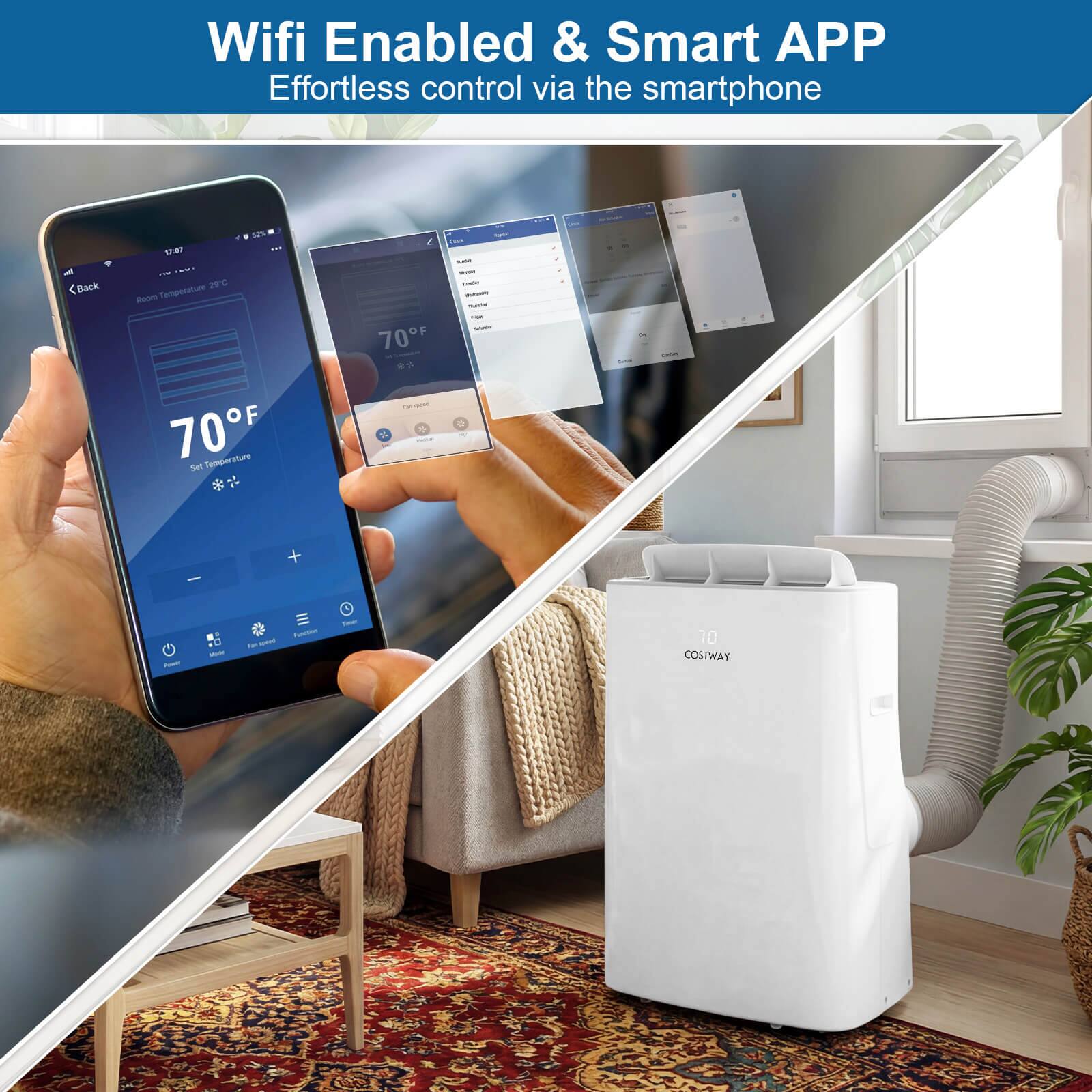 Wifi Enabled & Smart APP  
Effortless control via the smartphone  

70°F  
Set Temperature  

COSTWAY