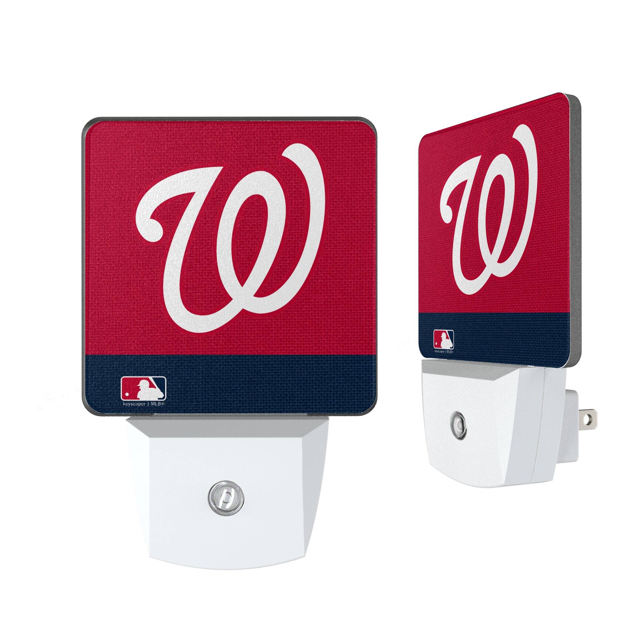 Front. Keyscaper - Washington Nationals Stripe Design Nightlight 2-Pack - Multicolor.